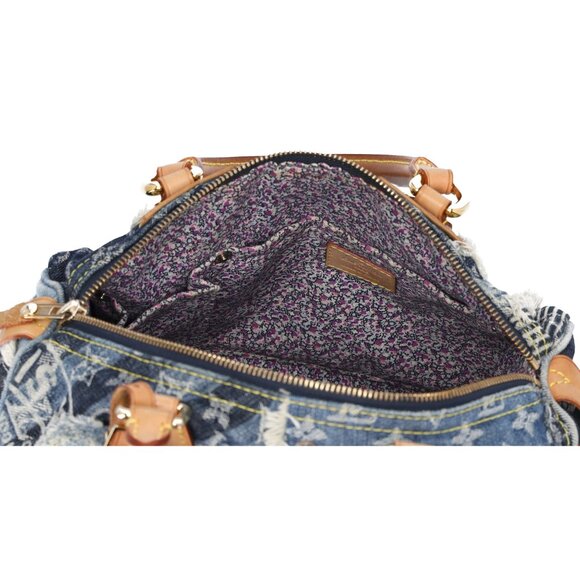 Louis Vuitton Speedy 30 Monogram Denim Patchwork Handbag M95380 Blue - Picture 11 of 11